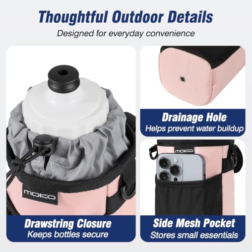 MoKo Bike Water Bottle Holder, Handlebar Cup Holder, Fits 12-30 oz Bottles - color: Pink