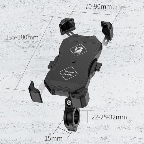 Motorcycle Phone Holder, 360° Rotatable Anti Vibration Bike Phone Mount, Universal Fit 22-32mm Handlebars for Motorcycle Scooter Electric Bike ATV, Fits 4.7-7.2 Inch Smartphones, No Charging Function