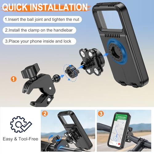 HUANLANG Motorcycle Phone Mount Anti Vibration,Waterproof Bike Phone Holder