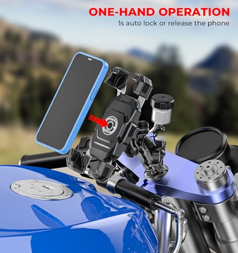 VAZESWIN Motorcycle Fork Stem Phone Mount with Vibration Dampener, 1s Lock