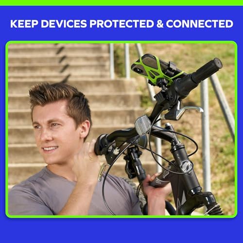 Bike Phone Holder Handlebar - Double Metal Bolt Secure Bike Phone Mount with a Durable Silicone Bands - 360° Rotation Bicycle Accessories for iPhone 17 16 15 Pro Max, Galaxy, GPS - Green
