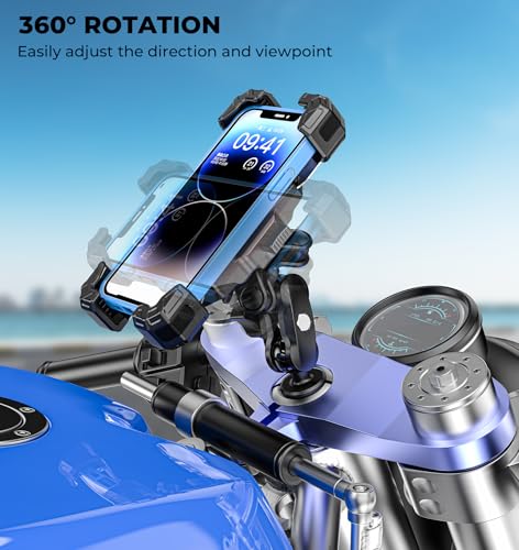 VAZESWIN Motorcycle Fork Stem Phone Mount with Vibration Dampener, 1s Lock