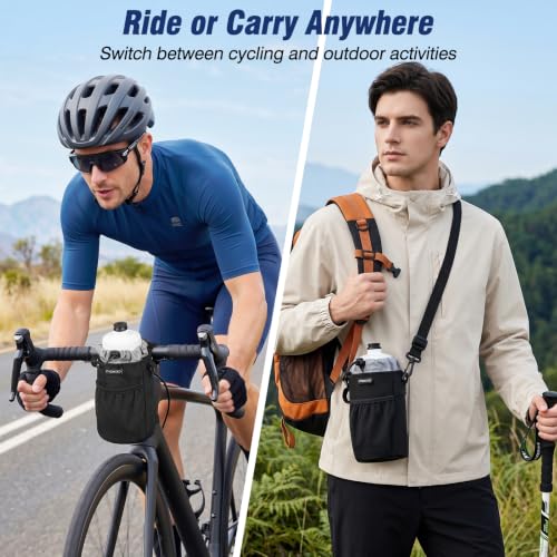MoKo Bike Water Bottle Holder, Handlebar Cup Holder, Fits 12-30 oz Bottles - color: Black