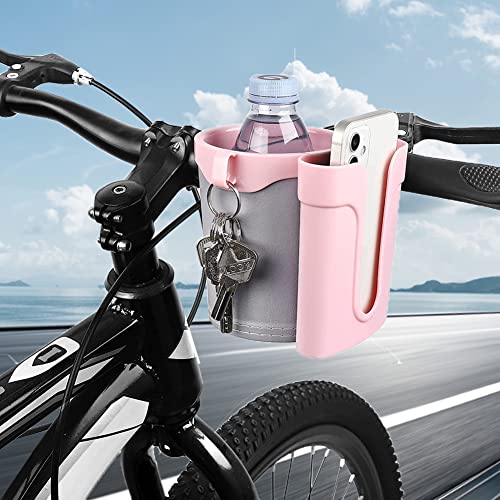 Bike Cup Holder & Phone Mount, 3‑in‑1 Universal Drink Bottle Mount - color: Pink