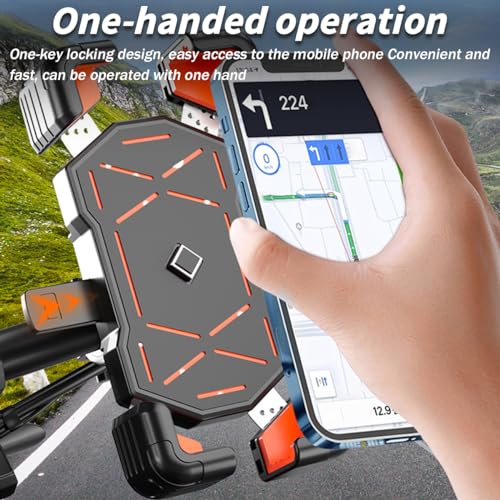 AUCELI 4.7-7.2 Inch Motorcycle Phone Mount Quick Release Bike Holder Orange - color: Orange