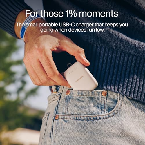 Twelve South PowerClip Mini Charger with Built-in USB-C Cable, 2000mAh - color: Slate