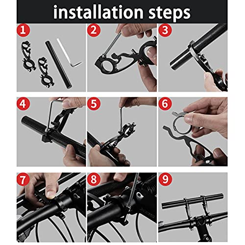XNX Bike Bicycle Double Handlebars Extender Extension,Aluminum Alloy Super Long Bike Bracket Accessories,for Bike Mounts,Bicycle Extender Bars,for 20mm-32mm Bars Caliber