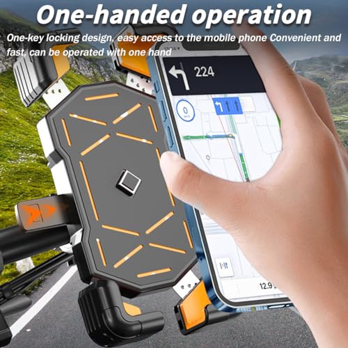 AUCELI 4.7-7.2 Inch Motorcycle Phone Mount Quick Release Bike Holder Yellow - color: Yellow