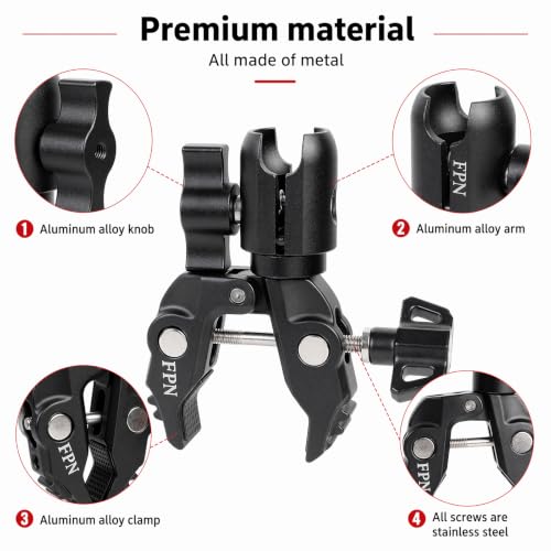 All-Metal Handlebar Clamp Base Mount with Adjustable Single Socket Arm, Fits 0.5-1.77" Round Rails, Compatible with RAM Mounts, 1" Ball Motorcycle Bike Phone Holder - style: Clamp with Single Socket Arm