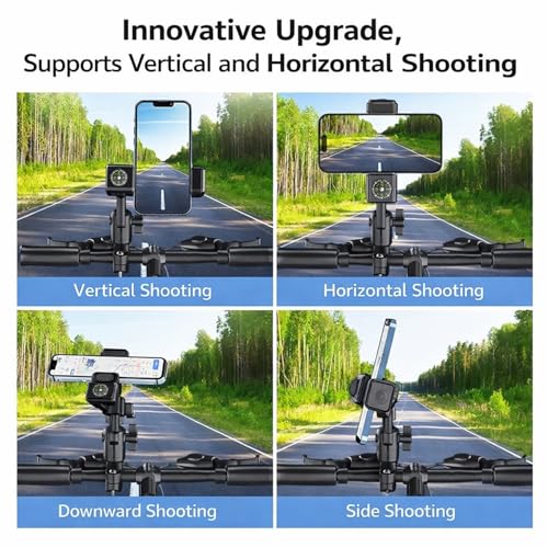 Temvue Bike Phone Mount with Compass, 1080° Rotation, Universal Handlebar Phone Holder, Shockproof and Secure Motorcycle Phone Mount, Compatible with All Smartphones.