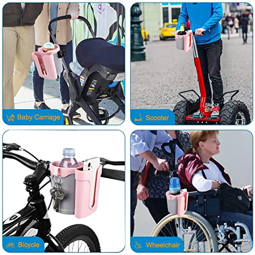 Bike Cup Holder & Phone Mount, 3‑in‑1 Universal Drink Bottle Mount - color: Pink