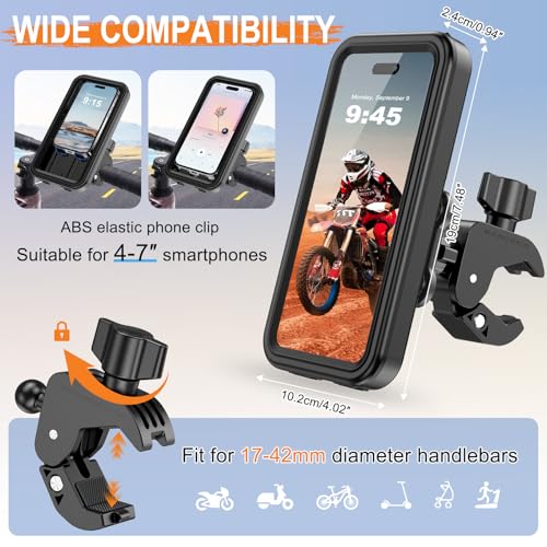 HUANLANG Motorcycle Phone Mount Anti Vibration,Waterproof Bike Phone Holder